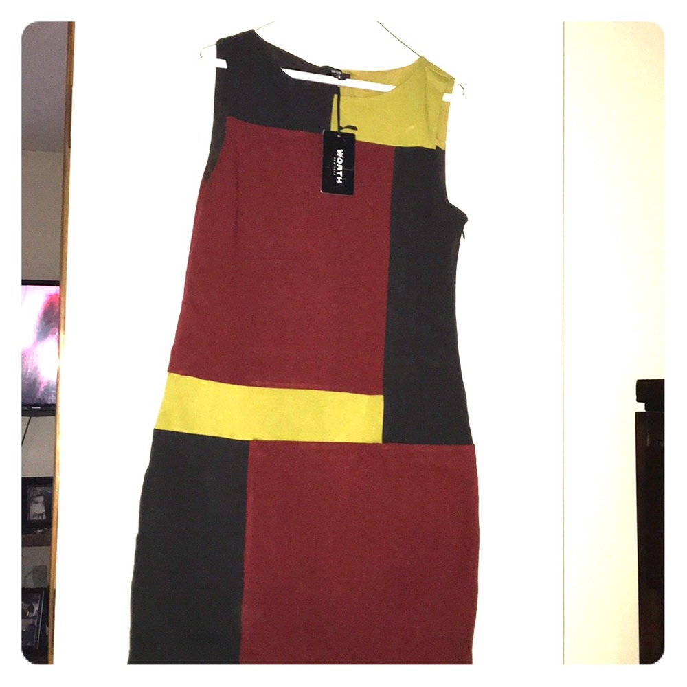 Brick color block Ponte shift dress